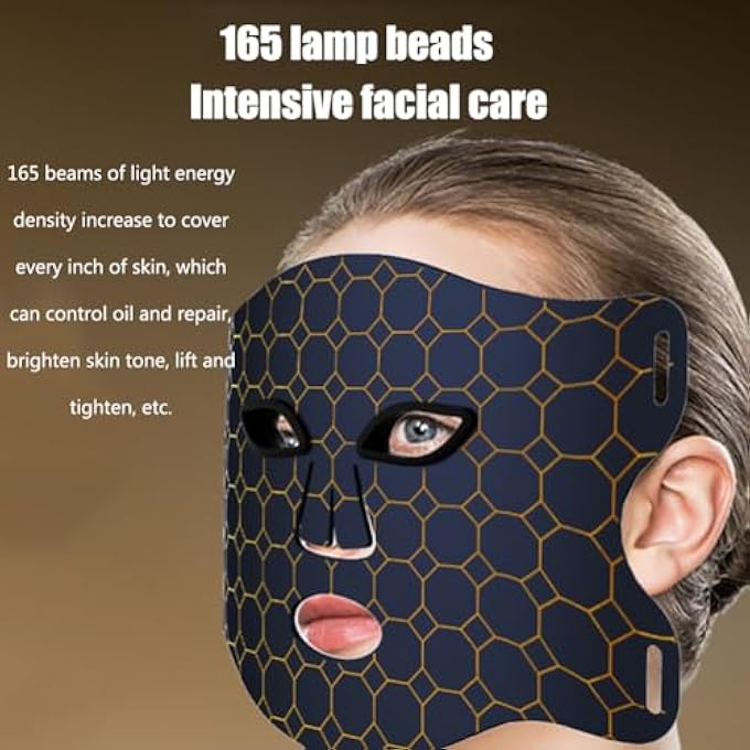 STRBOXONG FACIAL BEAUTY LIGHT THERAPY MASK, BEAUTY LIGHT THERAPY MASK DEVICE, 165 LAMP BEADS, 4-COLOR LIGHT MODE, MULTIPLE VIBRATION STRENGTHS, SOFT SILICONE MATERIAL, FOR BRIGHTEN SKIN - Image 2